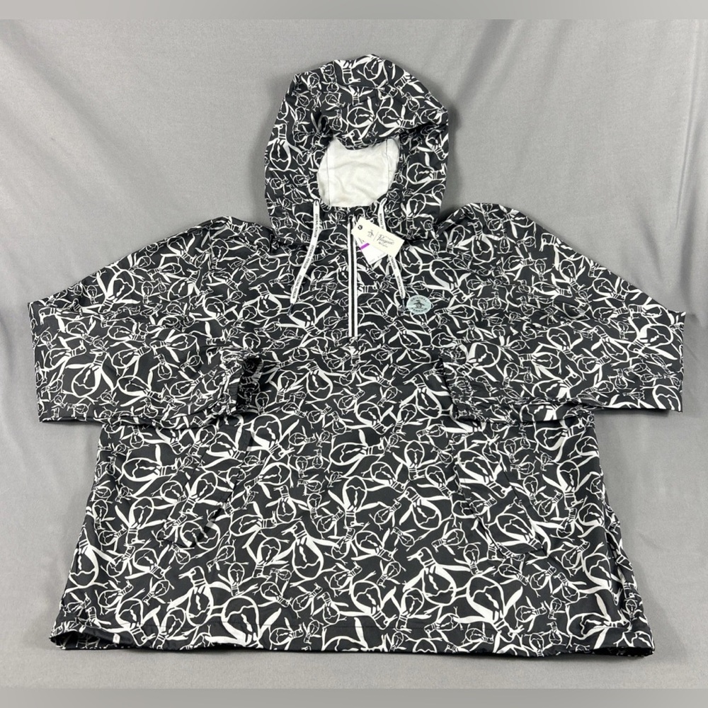 Original Penguin Golf Hoodie Printed 1/4 Zip XXL Black Gray Polyester